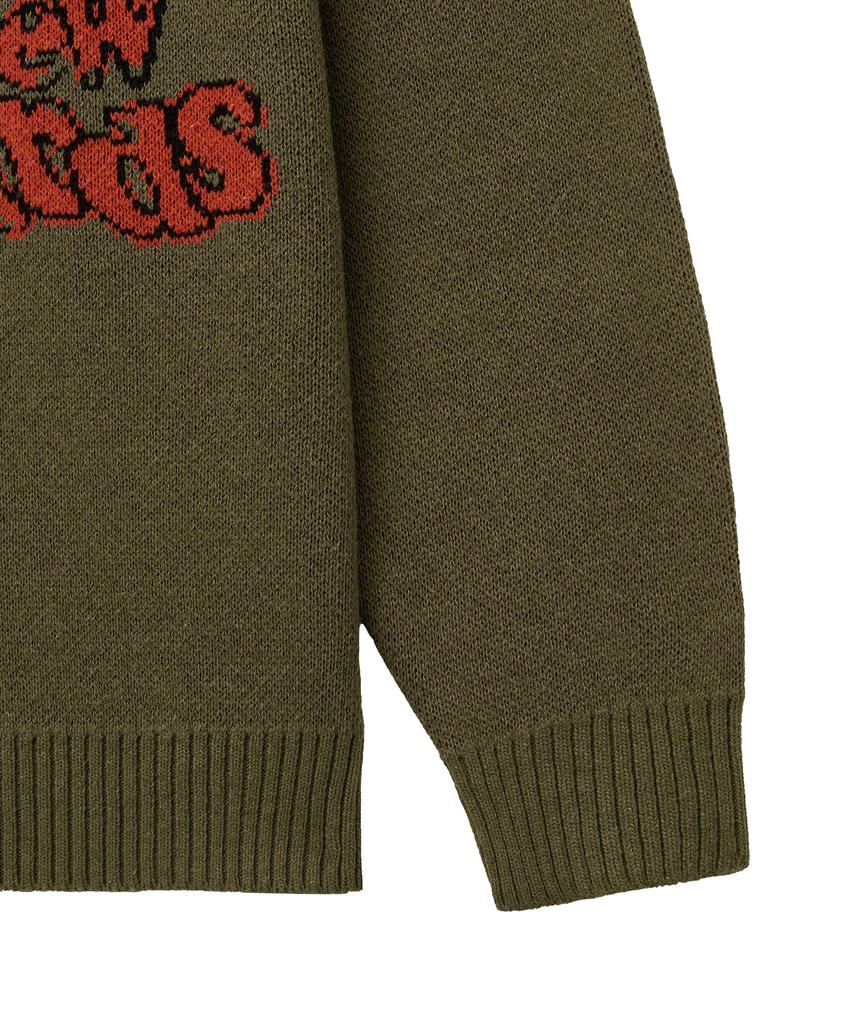 STANDARDERROR 87-Stan191 Art Lettering Oversized Jacquard Knit Khaki