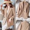 Spring Autumn Korean Suit Coat Black Blazer Slim Notched Double Breasted Blazer Formal Clothes