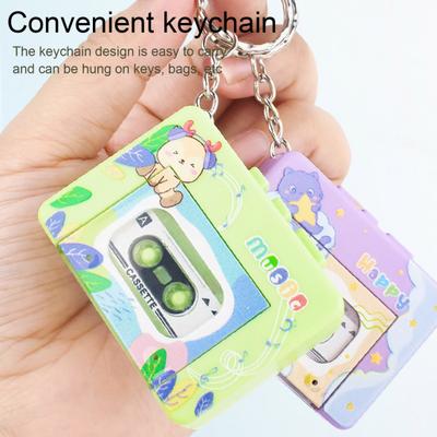 Retro Cassette Recorder Toy 10 Songs Play/Pause Function Tape Compartment Keychain Bag Decoration Fun Kids Voice Changer Pendant