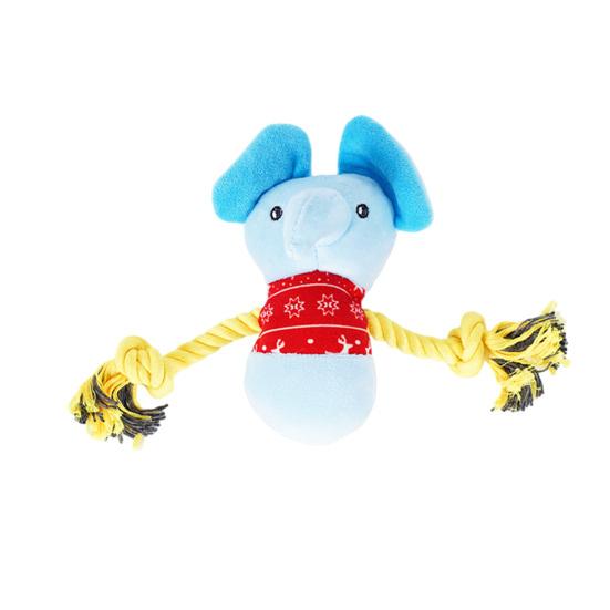 Elephant Dog Toy with Rope Arm Squeaky Plush Animal Dog Chew Toy