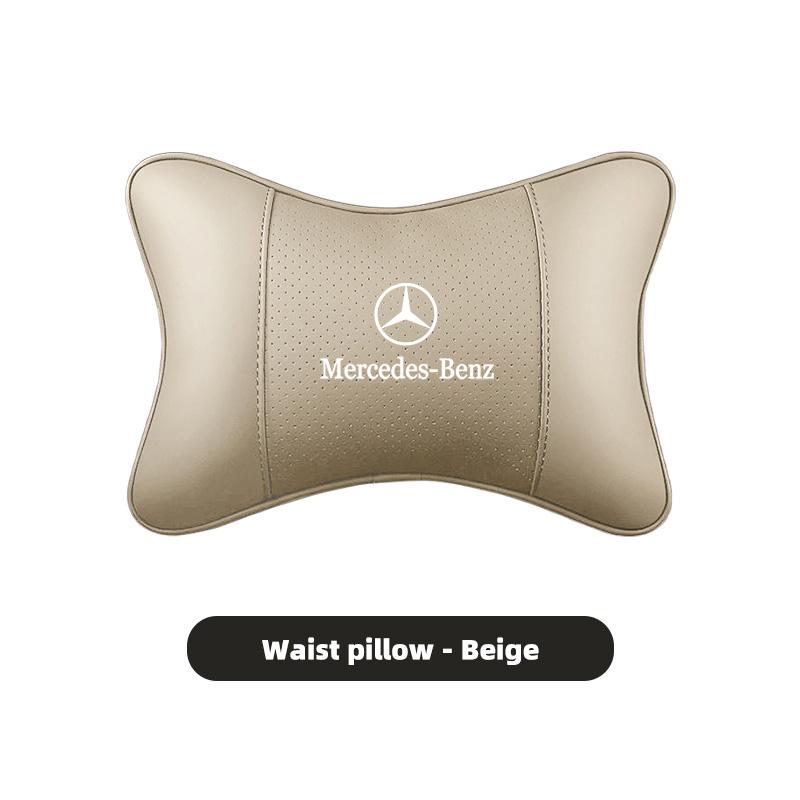 CRJ1 Car Leather Headrest Neck Pillow Waist Lumbar Support Cushion For Mercedes Benz AMG E S C A B Class GLE GLS CLA CLE GLC CLS GLA
