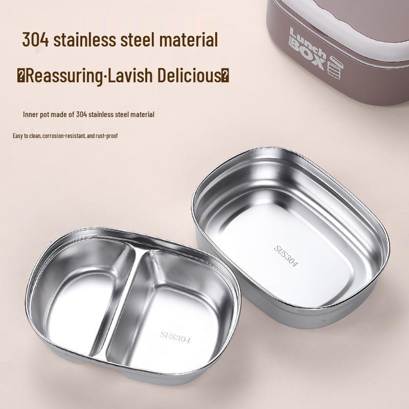 Stainless Steel Insulated Bento Lunch Box for Office & Students, Microwave-Safe Portable Meal Container.