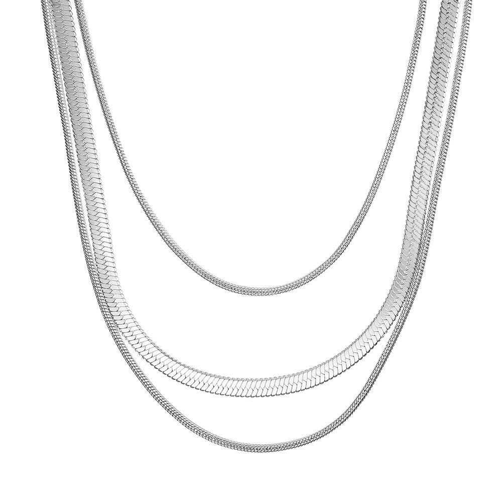 18K Gold Stainless Steel Multi-Layer Snake Chain Necklace