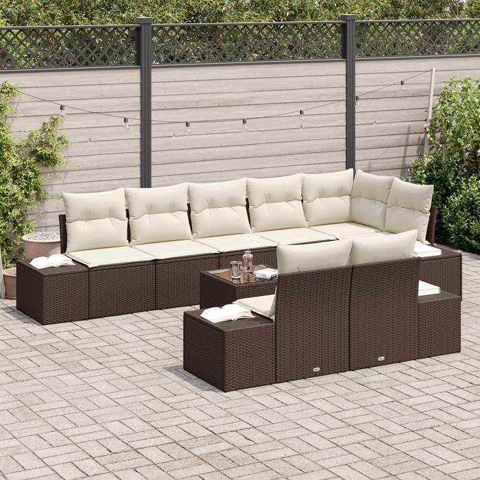 VidaXL Ensemble de canapé de jardin 8 pièces avec coussins gris en poly rotin 3355787