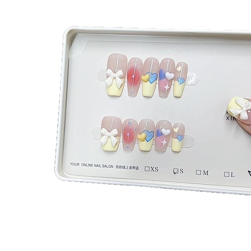 Pure Hand-made Phototherapy Wear Kasumi Macaron Hand-painted Blush Style Reusable Nail Patch
