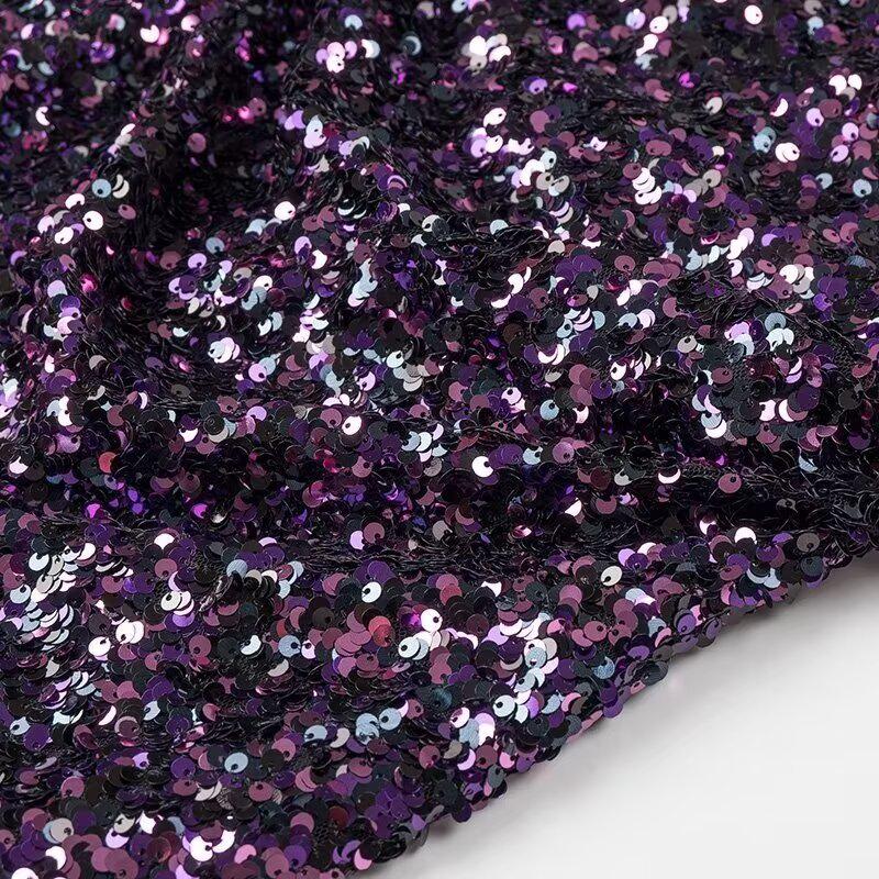 2024 European & American Slimming Sequin Bodycon Mini Dress - Autumn/Winter Round Neck Long Sleeve Women's Fashion.