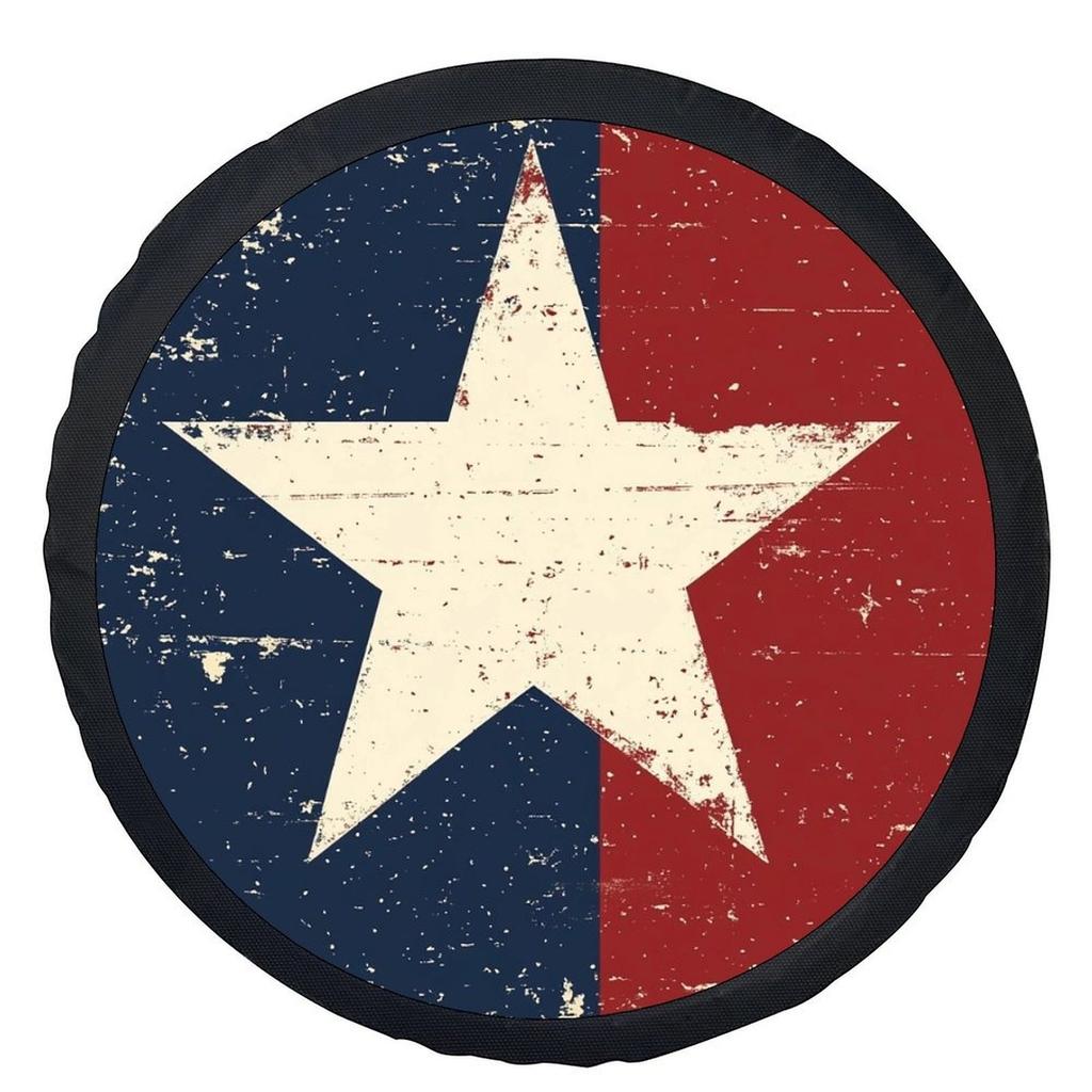 Distressed Texas Star Tire Cover Universal Polyester Wheel Protector Vintage Outdoor Accessory