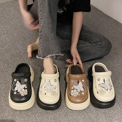 Zapatos de playa y jardín de moda, zapatos de bricolaje para mujer, sandalias de 8 cm, zapatillas, accesorios de dibujos animados, zapatillas con agujeros, zapatos para estudiantes y niñas
