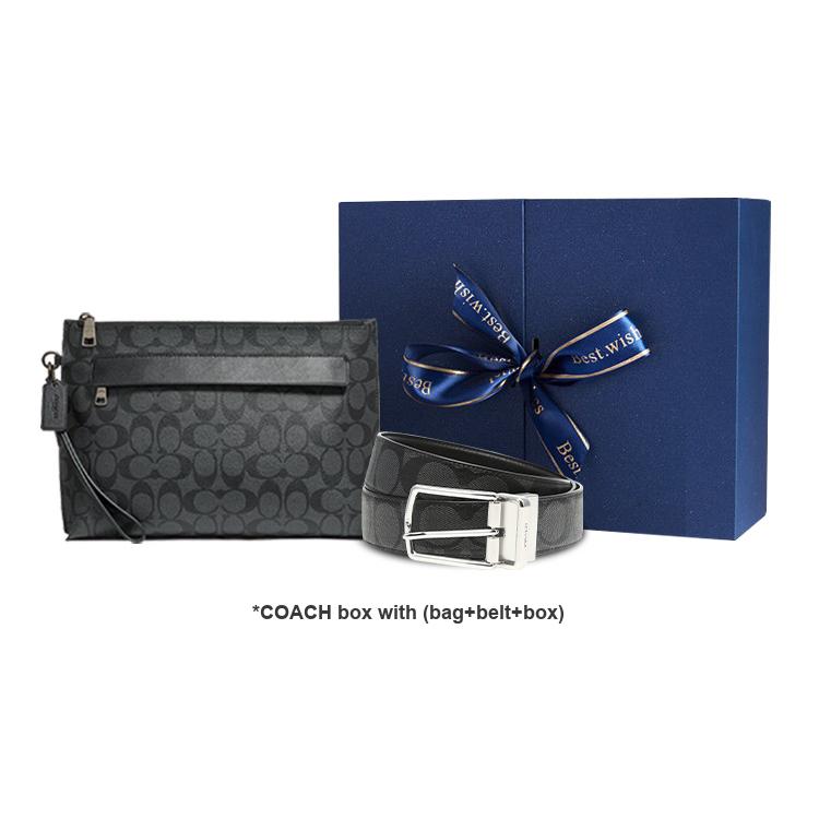 

Новый клатч COACH из канвы с покрытием и кожи, большого размера, мужской, черный 29508-CQBK 29.2*1.0*21.1CM