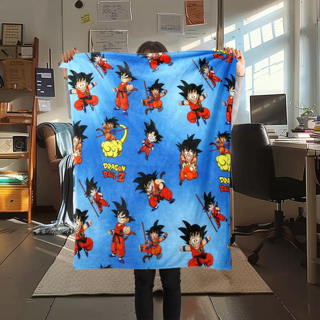 1PC Son Goku Print Flannel Blanket, High Quality All Seasons, Home Decor, Warmth and Comfort, Perfect for Christmas Gifts