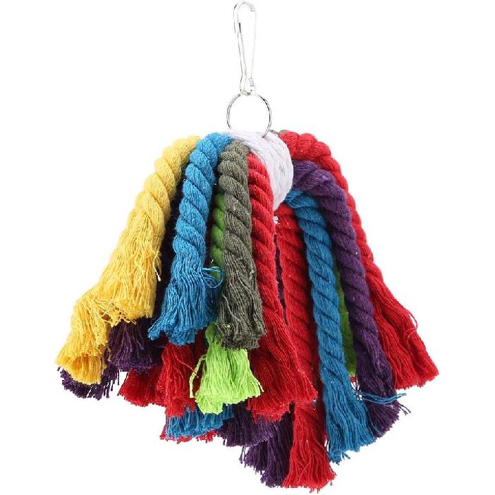 Parrot Rope Toys Colorful Cotton Rope Hanging Parrots Chewing Toys Pet Supply Parrots Cage Accessories Chew Toys
