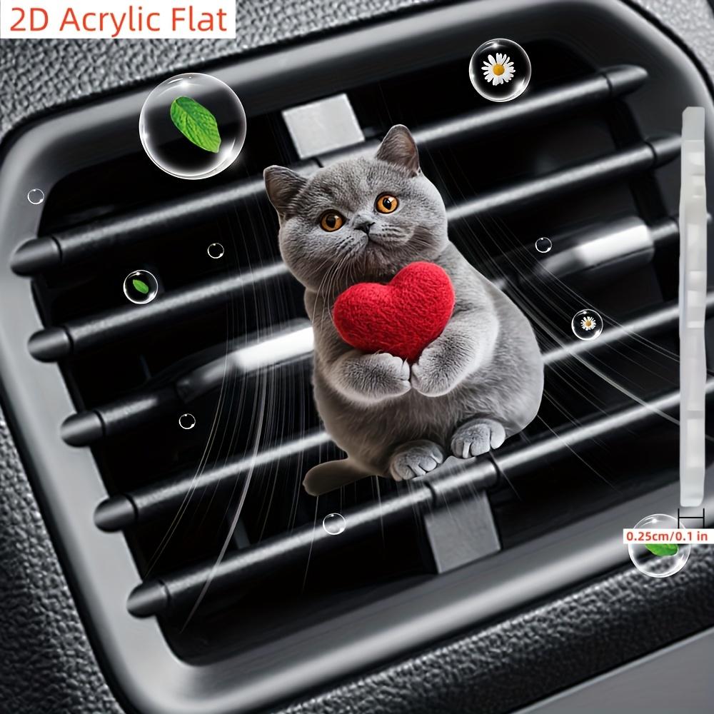 2D Acrylic Flat Cat Design Automobile Air Freshener Odorless Automobile Aromatherapy Diffuser, Decorative Car Interior Design Accessories