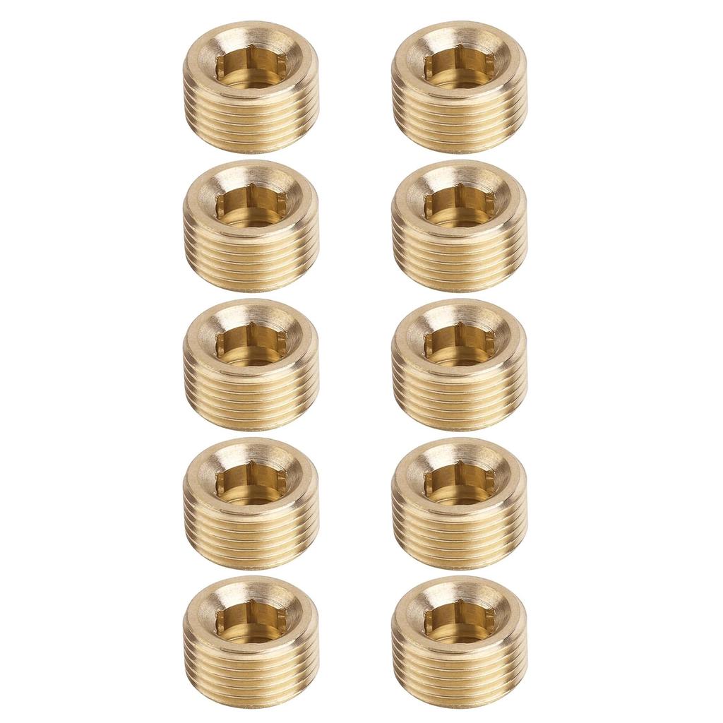 10Pieces Sturdy Brass Pipe Plugs Fittings Male Internal Hexgonal Designs for Secure Sealing In Various Systems
