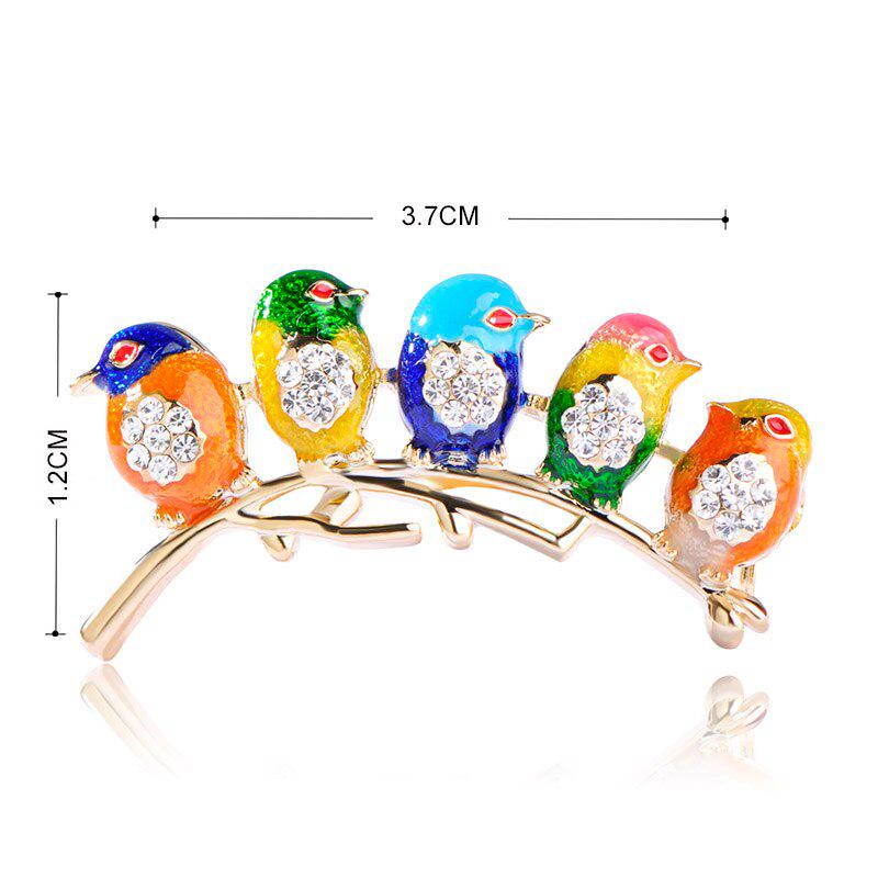 Blucome Colorful Five Cute Birds Brooches Crystals Enamel Jewelry For Girls Kids Best Gifts Scarf Shoulder Suit Collar Corsages