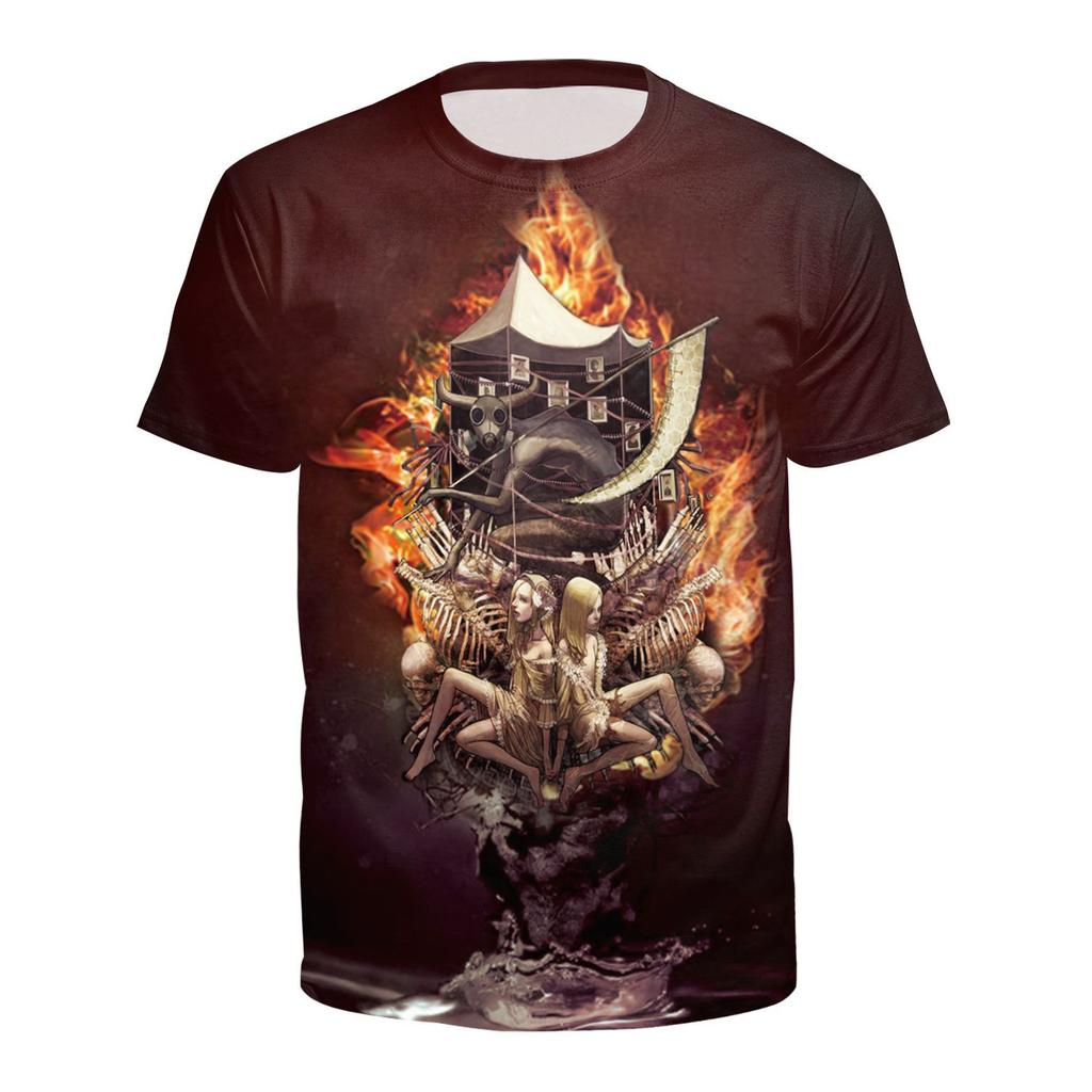 Summer Round Neck 3D Animal and Fantasy Print Top Fashionable Casual Short Sleeved Men's T-shirts