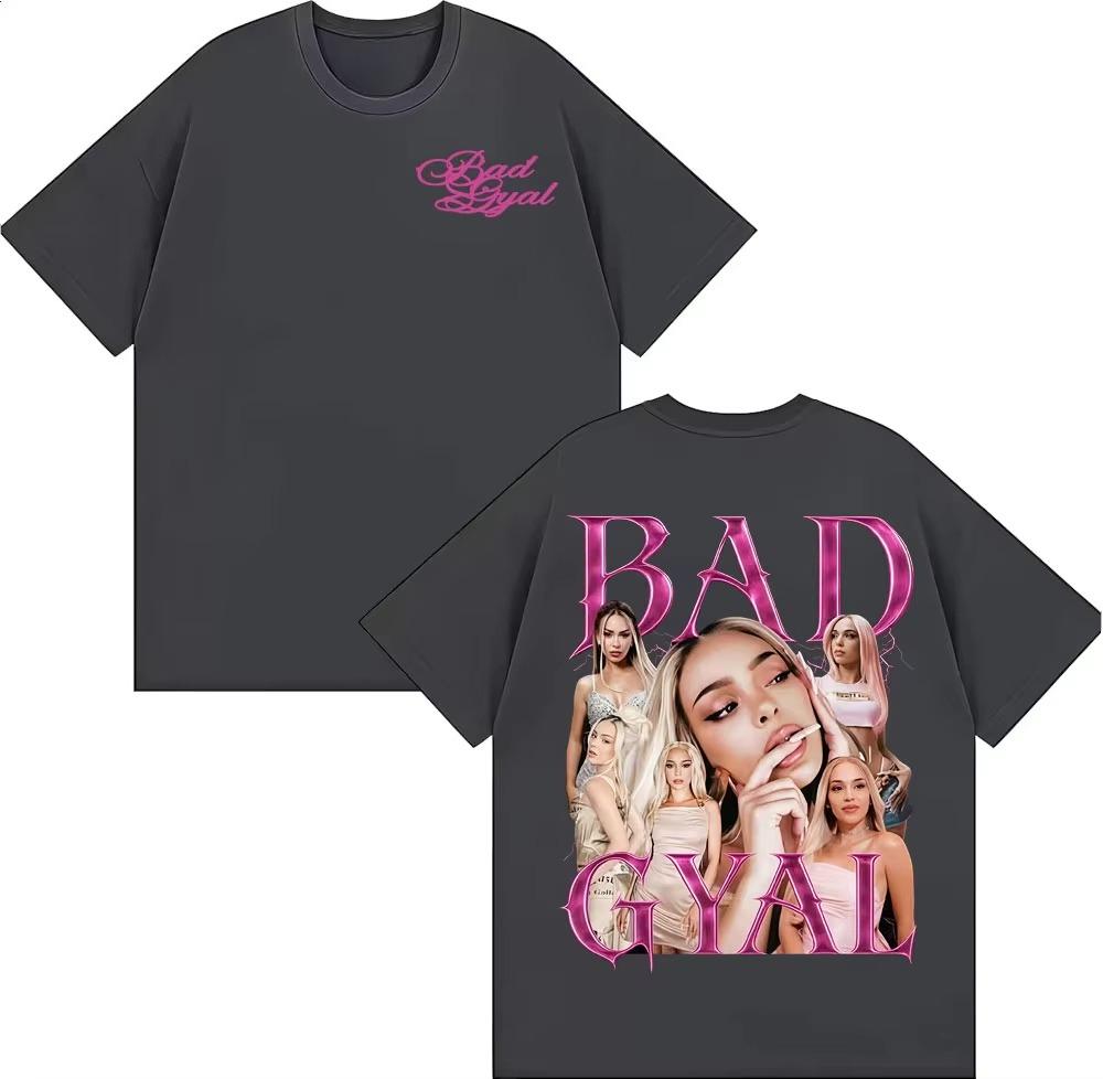 Singer Bad Gyal Vintage 90s Graphic T Shirt Men Women Harajuku Aesthetic Trend Tshirts Casual Loose Cotton Short Sleeve T Shirt