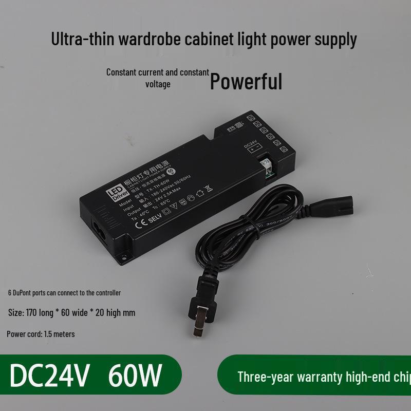 LED Strip Light with Induction Control for Wine Cabinets and Wardrobes, DuPont Interface, 12V Transformer Included