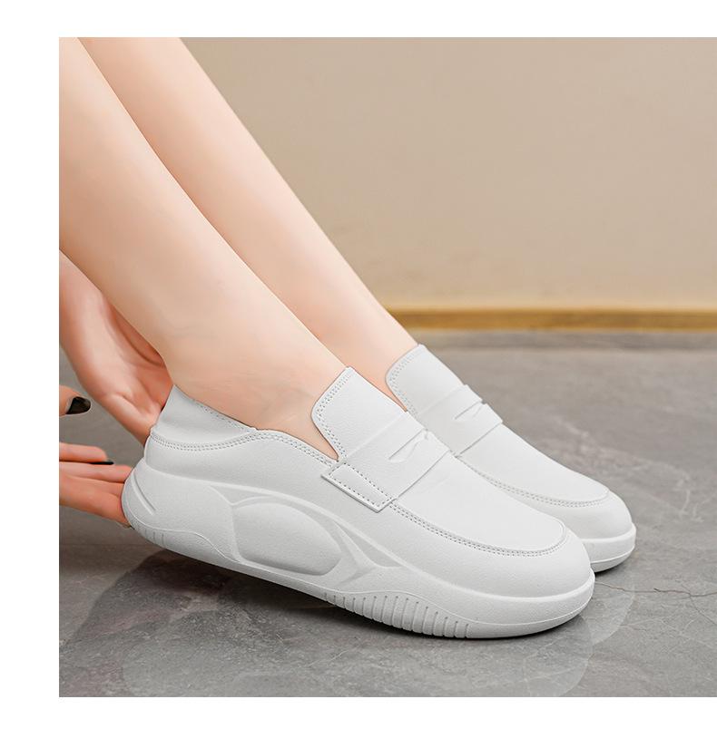 Women's Plus Size Non-slip White Nurse Shoes - Comfortable Slip-on for Long Hours