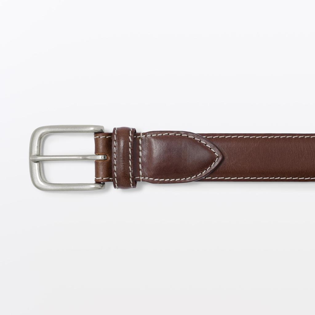MUJI Vegetable Tanned Leather Adjustable Belt, Medium Width Stitching, Unisex, Adult, EHB28A6S, Dark Brown, Total Length 115cm