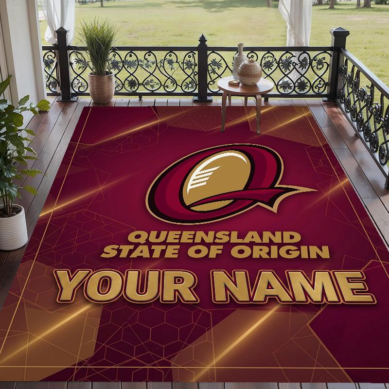 Custom Text Printed Rug Queensland Maroons Non Slip Floor Carpet For Home Room Decor