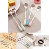 Stylish Floral Ceramic Handle Stirring Spoon With Durable Stainless Steel For Beverages