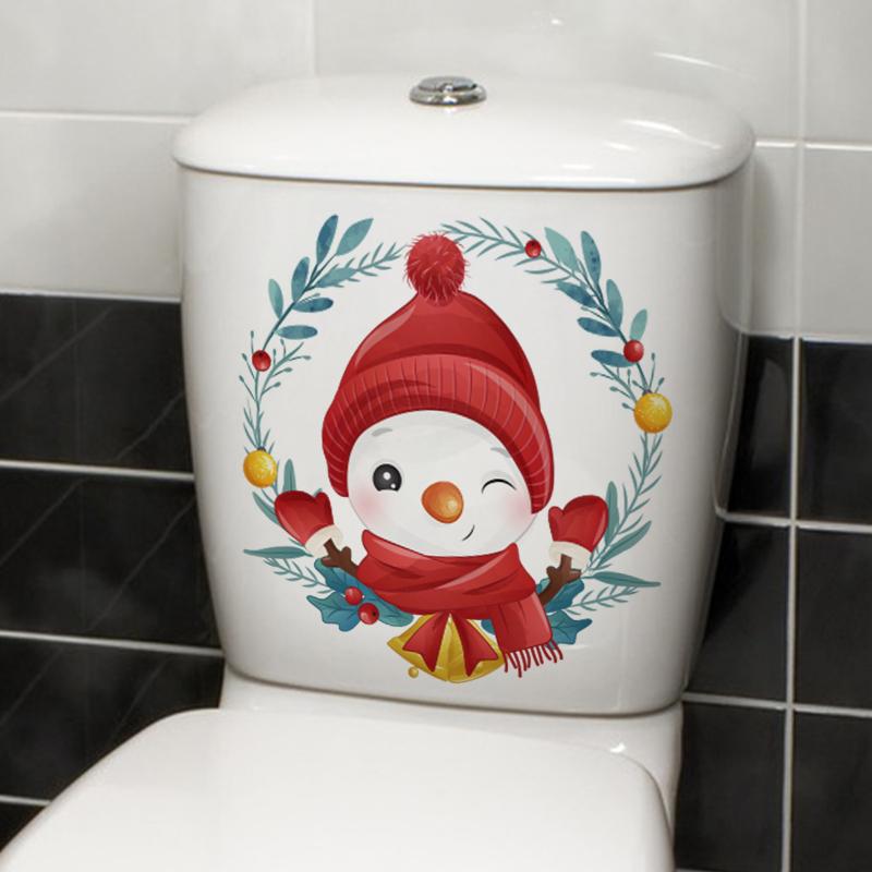 

Рождественские украшения сцены, наклейки для туалета, спальни, креативная собака, мультяшные водонепроницаемые наклейки, украшение дома A