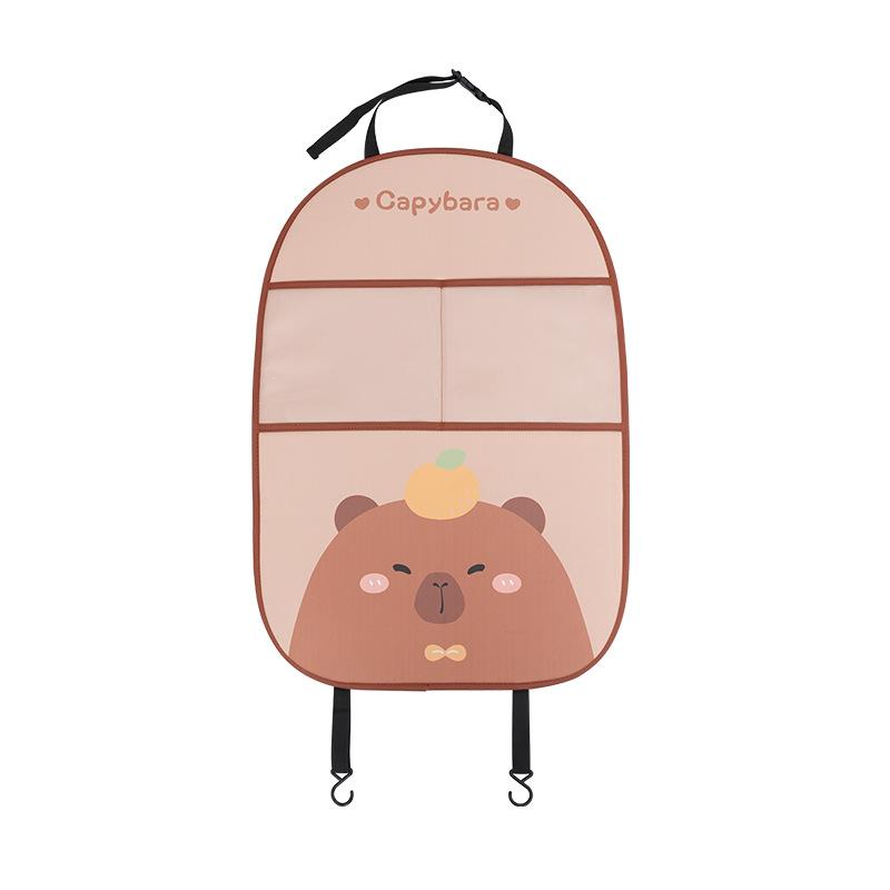Capybara Cute Cartoon Leather Multifunctional Car Seat Back Anti Kick Storage Pad