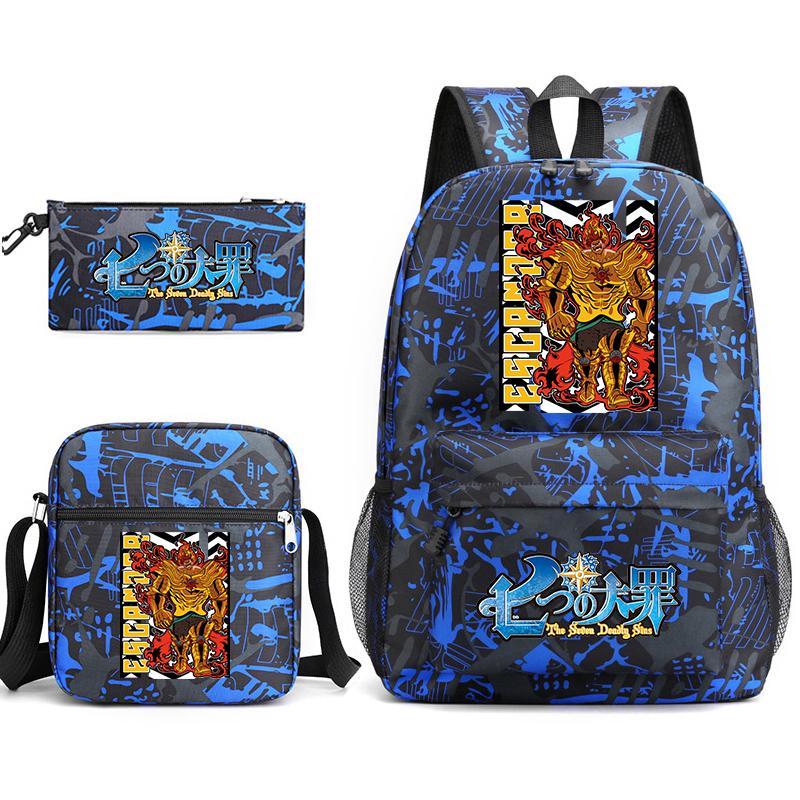 Anime The Seven Deadly Sins School Backpack Set with Shoulder Bag Pencil Case for Kids Teens Daily Bookbag