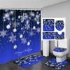 Winter Weihnachten Duschvorhang Set Niedlicher Schneemann Rote Vögel Geschenke Wald Zeder Neujahr Xmas Badezimmer Deko Duschvorleger Toilettensitzbezug