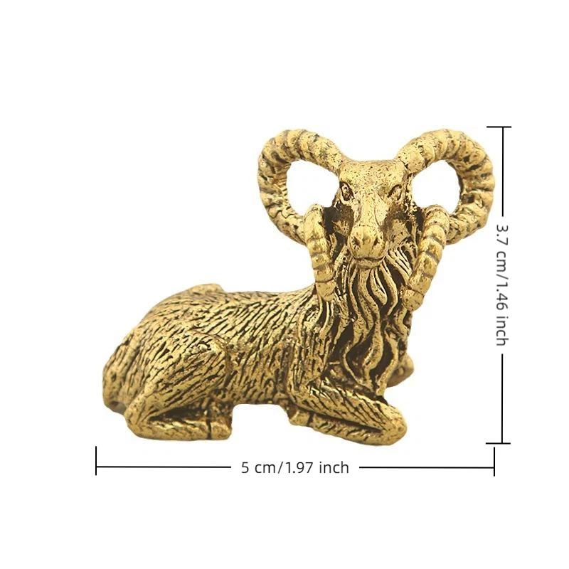 Vintage Miniatures Figurines Bronze Goat Desktop Ornament Brass Copper Sheep Craft Tea Pet Decoration M832 Home Decor Figurine