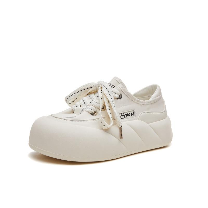 

Women s new leather spring and autumn versatile sports casual bread shoes women s ugly cute big head shoes 40 білий