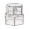 Hexagon Transparent Glass Storage Box Jewelry Ring Earring Beads Coins Display Case Keepsake Organizer Tabletop Container