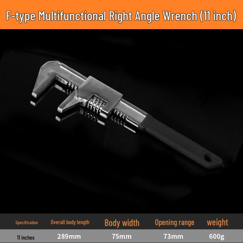 Multi-Functional Right-Angle F-Type Adjustable Wrench with Large Opening