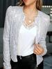 Giacca da Donna Moda Primavera 2025 con Paillettes e Collo Alto - Corta, Versatile ed Elegante.