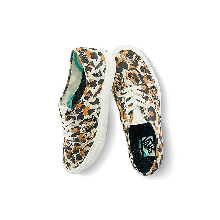 Vans Authentic Comfycush Canvas Leopard Print Low Top Skate Shoes Unisex Sneaker Black Yellow VN0A3WM747B