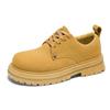 Retro Yellow Men's Suede Leather Shoes Streetwear Tooling Shoes Men Comfy Low Top Casual Work Shoes Men Oxford chaussure hommes