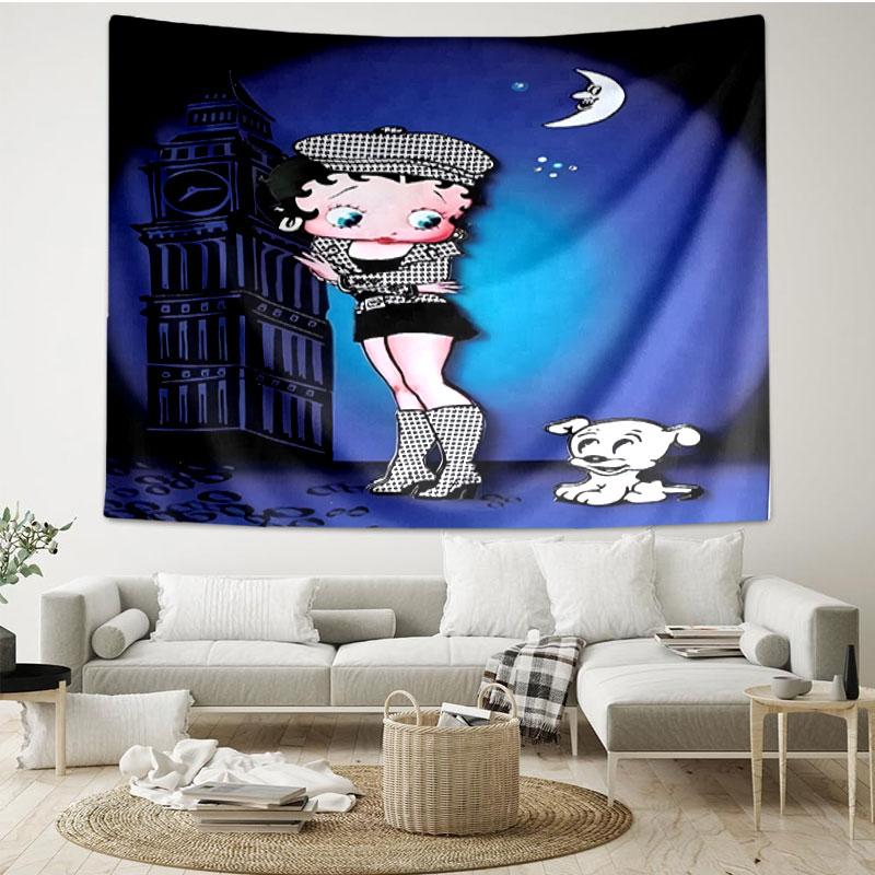 Betty Boop Print Tapestry - Portable Wall Decor Cloth, for Home, Dorm, Travel, Bedroom, Living Room - Ideal Birthday Housewarming Gift