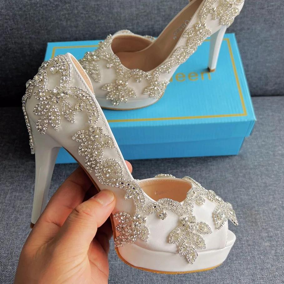 Women Office Lady Pumps Pointed Toe Rhinestone Slip-On PU 11CM Thin Heels Dress Sandals Japanese Style Women Shoes White 36 8380₽