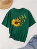 Fashion Women Beautiful Sunflower Butterfly Print T Shirt Funny Casual O-neck Short Sleeves T-shirt Summer Female Tee Shirt