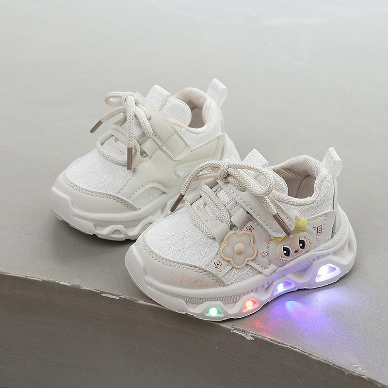 Children's Luminous Sneakers, Girls' Shoes, New Spring and Autumn Cartoon Casual Running Shoes, Baby Soft-soled Non-slip Shoes