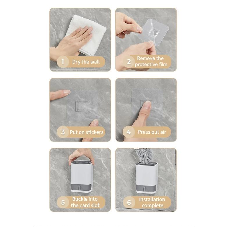 WORTHBUY Long Handle Plastic Toilet Brush With Drain Base Punch-Free Wall Mounted WC Toilet Cleaning Brush Bathroom Accessories