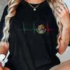 100% Cotton Mexico Heartbeat EKG Pulse Mexican Pride Emblem Mexico Flag T-Shirt