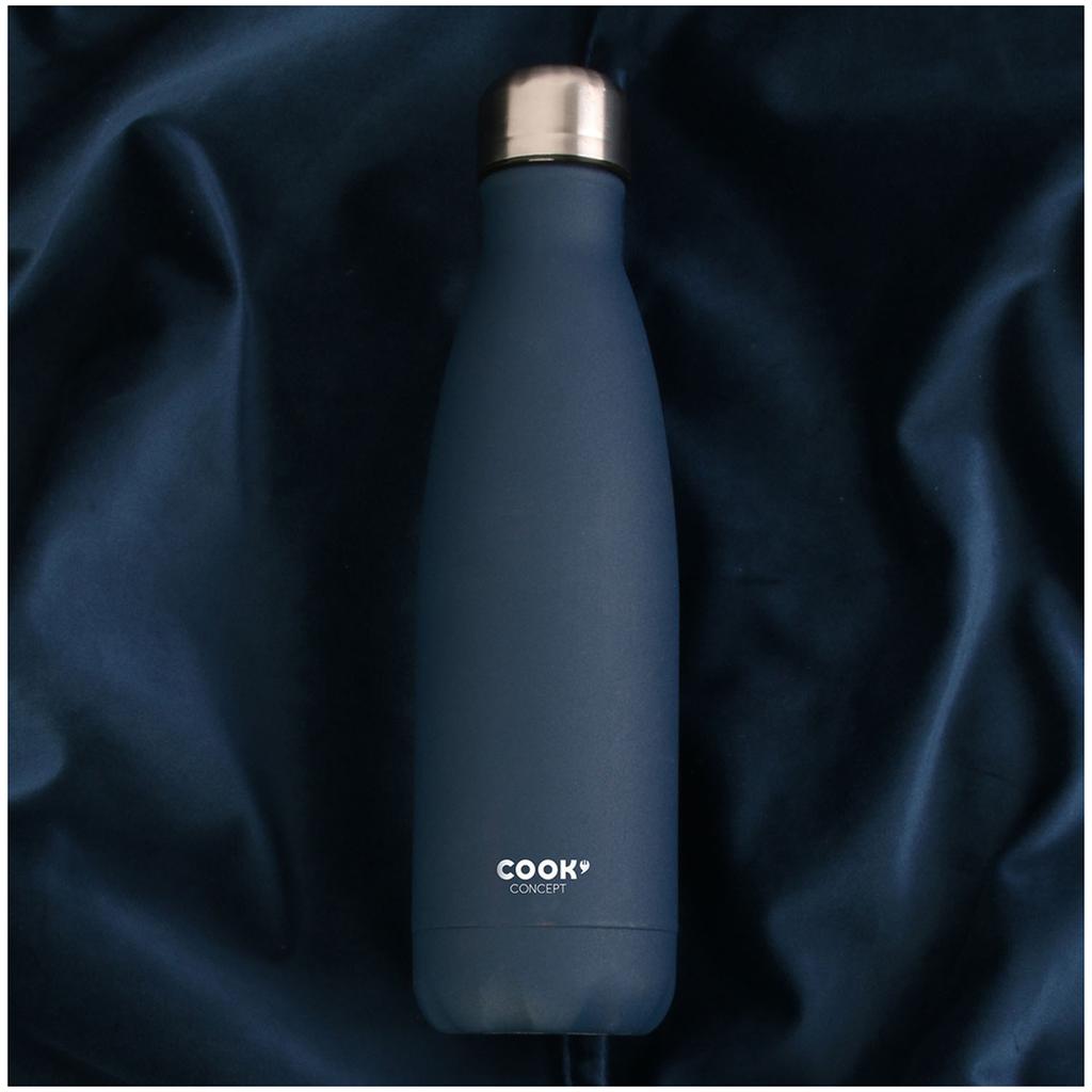 Les Trésors De Lily [A3501] - Bouteille isotherme design 'Pure' bleu - 25x6 cm (500 ml)