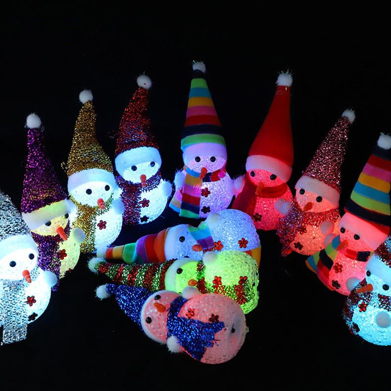 Разноцветные светодиодные хрустальные снеговики Рождественские украшения 8 CM