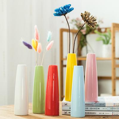 Simple Colorful Ceramic Vase Desktop Ornaments Hydroponic Vase Flower Arrangement Home Decor Garden Decoration