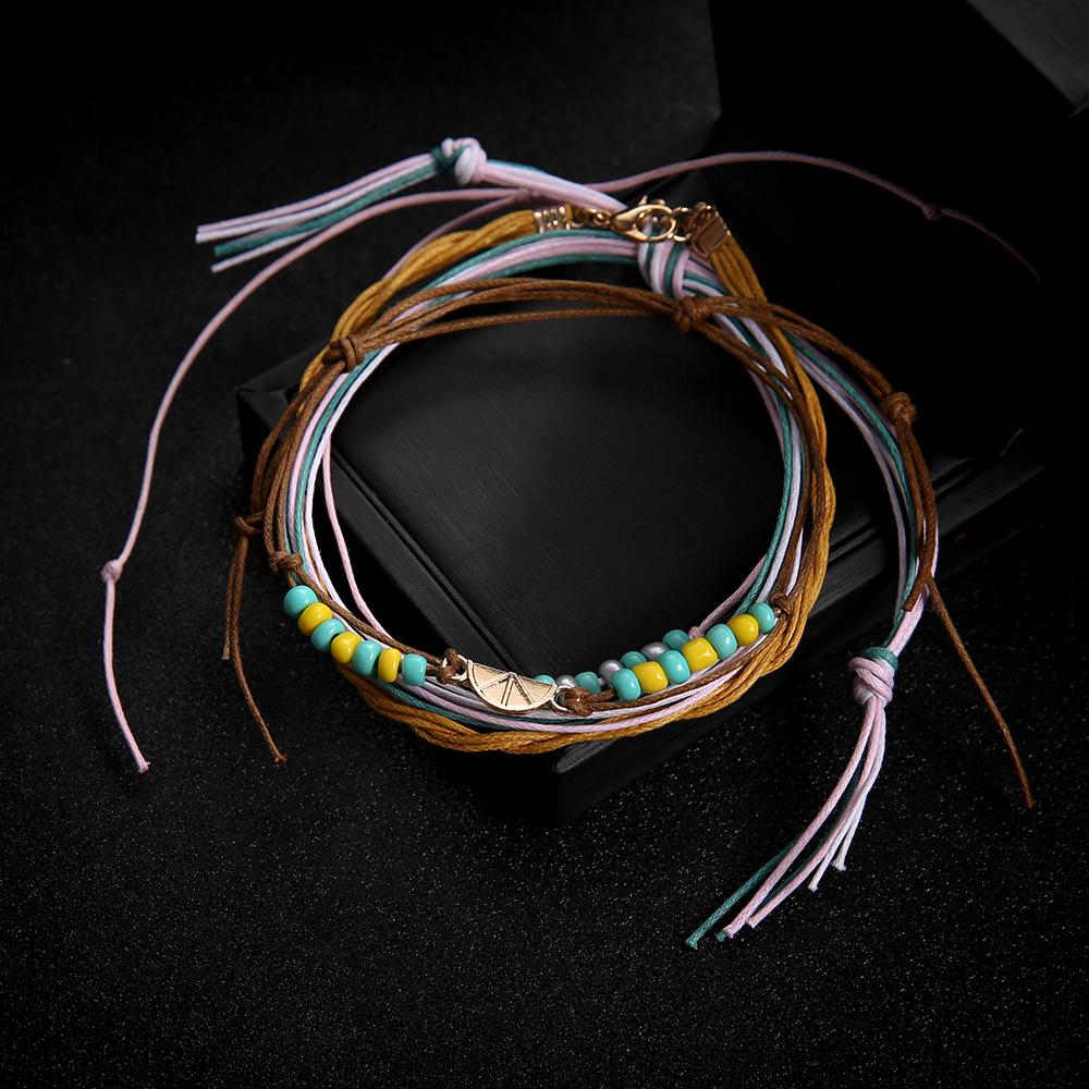 Colorful Multi-Layer Beaded Rope Anklet - European and American Summer Fashion Jewelry