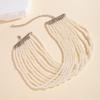 Multilayer Elegant Imitation Pearl Chunky Beads Chain Necklace for Women Wedding Bridal Goth Clavicle Choker Neck Accessories