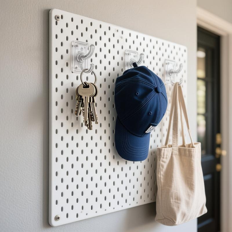 Key Storage White Acrylic Perforated Board Hanging Board Behind The Entrance Door Wall Decoration Storage Board Jewelry and Watch Display Stand