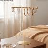 Metal Frame Jewelry Display Stand Horizontal Bar Single Layer Jewelry Storage Rack Round Base Space Saving Necklace Holder
