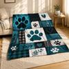 Türkis Pfoten Patchwork Korallenfleece Decke Haustierliebhaber Dekor
